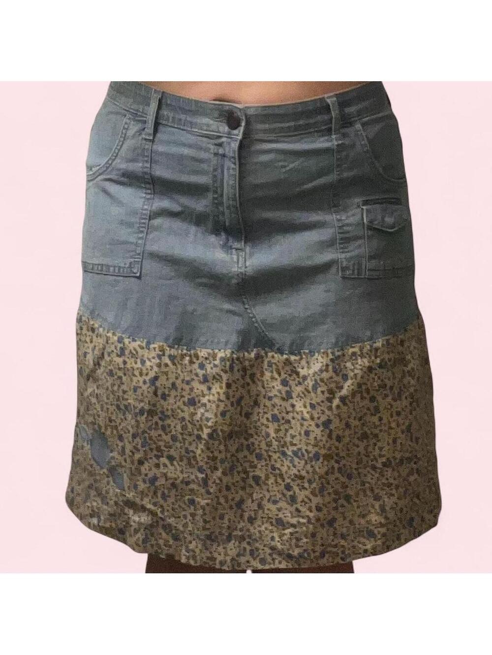 Vintage Hippie CottageCore Boho Half and Half Jean Skirt